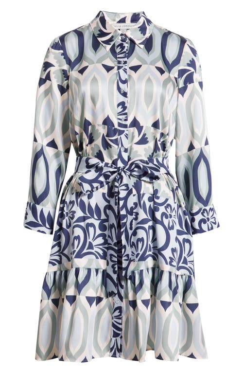 Julia Jordan Mixed Print Mini Shirtdress In Blue
