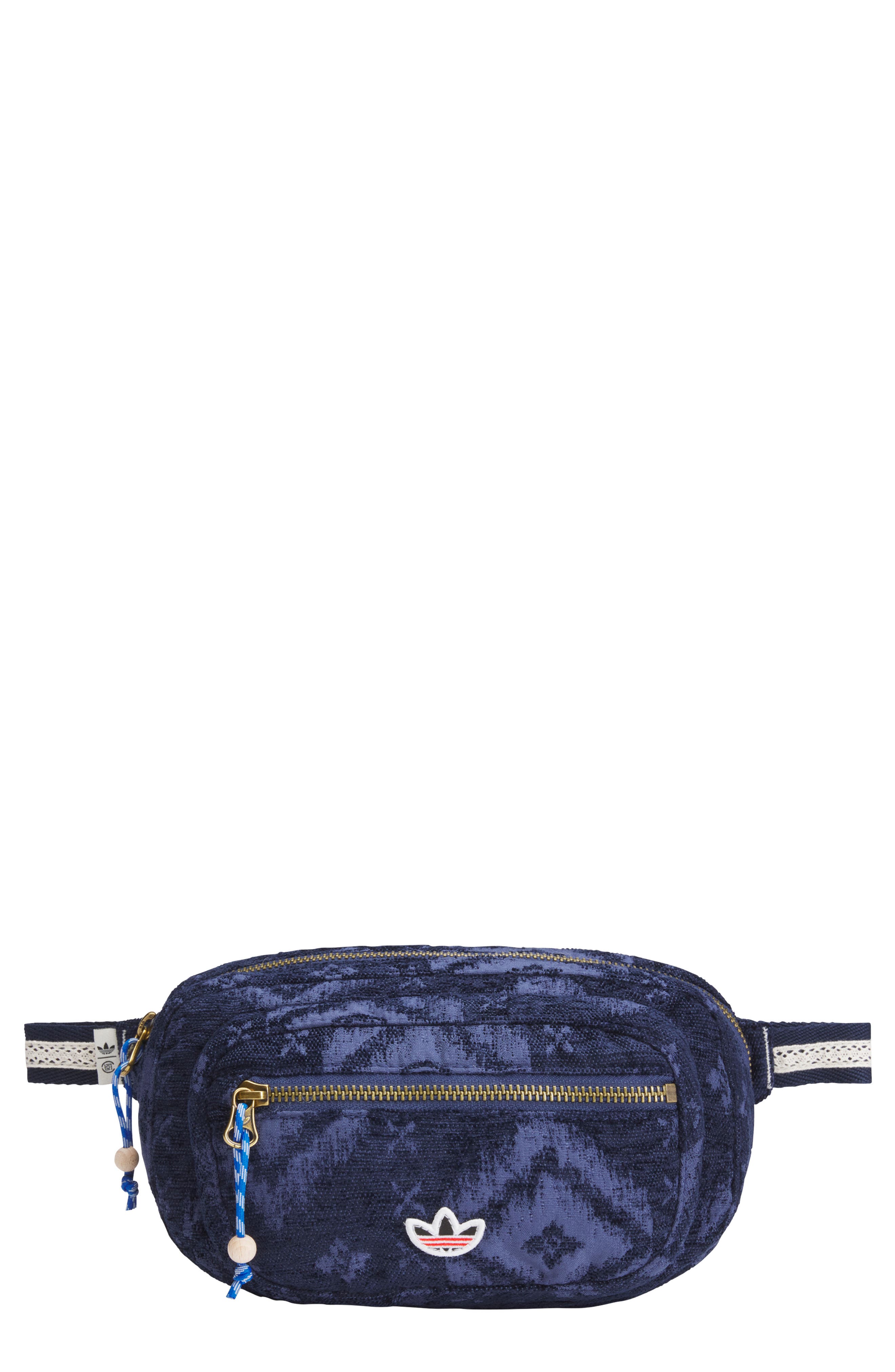 adidas Originals x CLOT Ikat Jacquard Belt Bag, Main, color, Night Indigo/ Tech Indigo