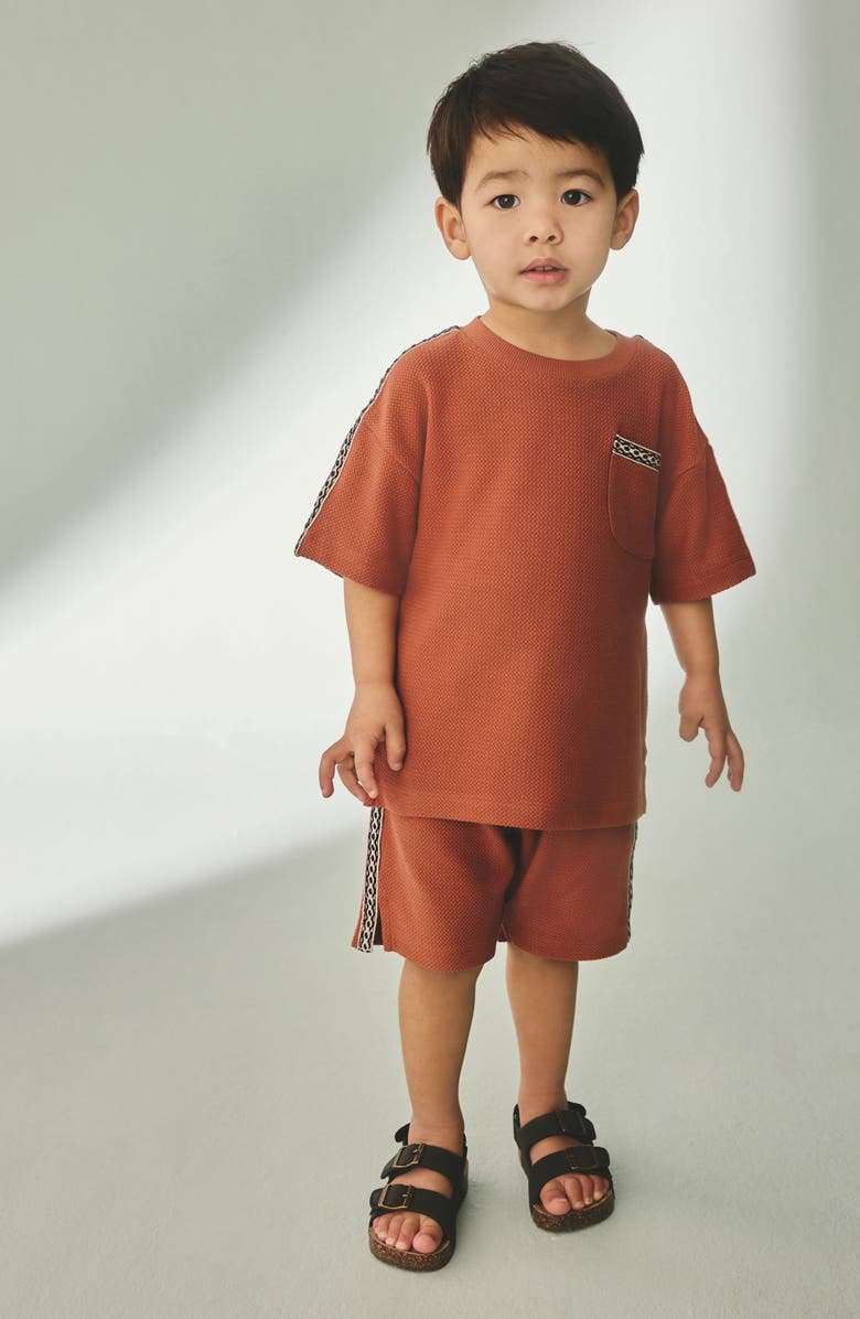 NEXT Kids' Palm Pocket T-Shirt & Drawstring Shorts Set, Alternate, color, Brown
