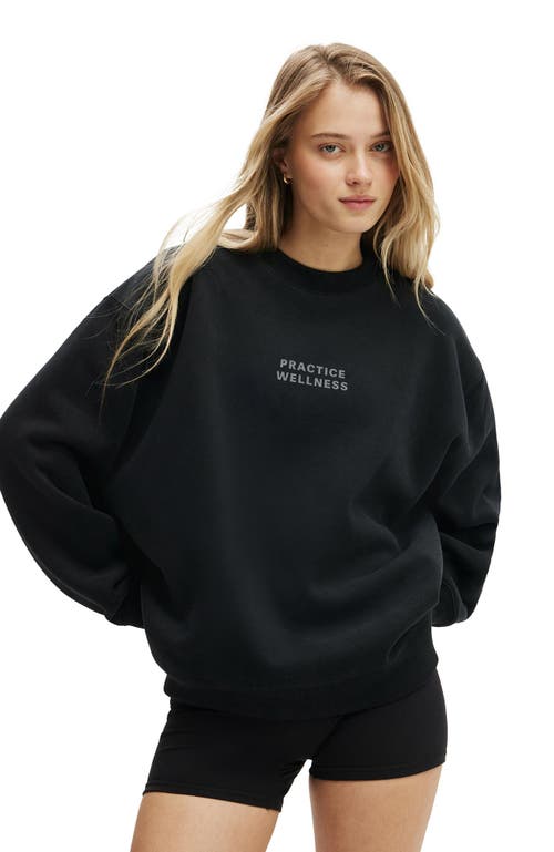 Cotton On Body Active Plush Graphic Crew Sweatshirt In Black