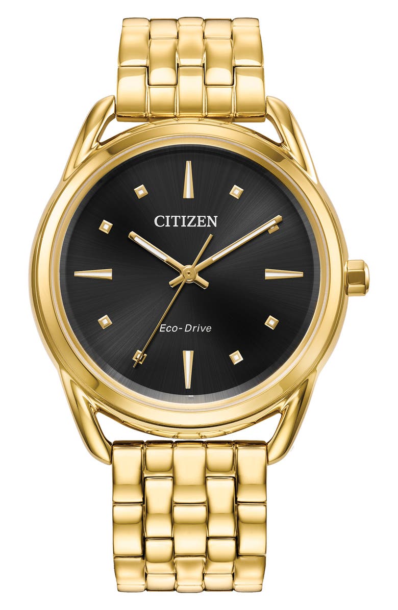 Citizen Three-Hand Quartz Bracelet Watch, 34mm, Main, color, Gold