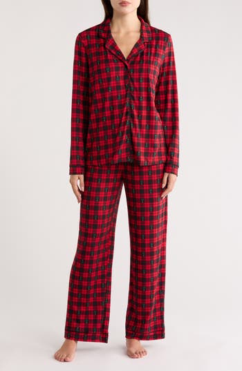 Jaclyn Notch Collar Pajamas In Red