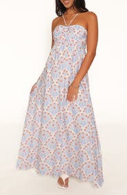 Petal & Pup Cascade Halter Neck Maxi Dress