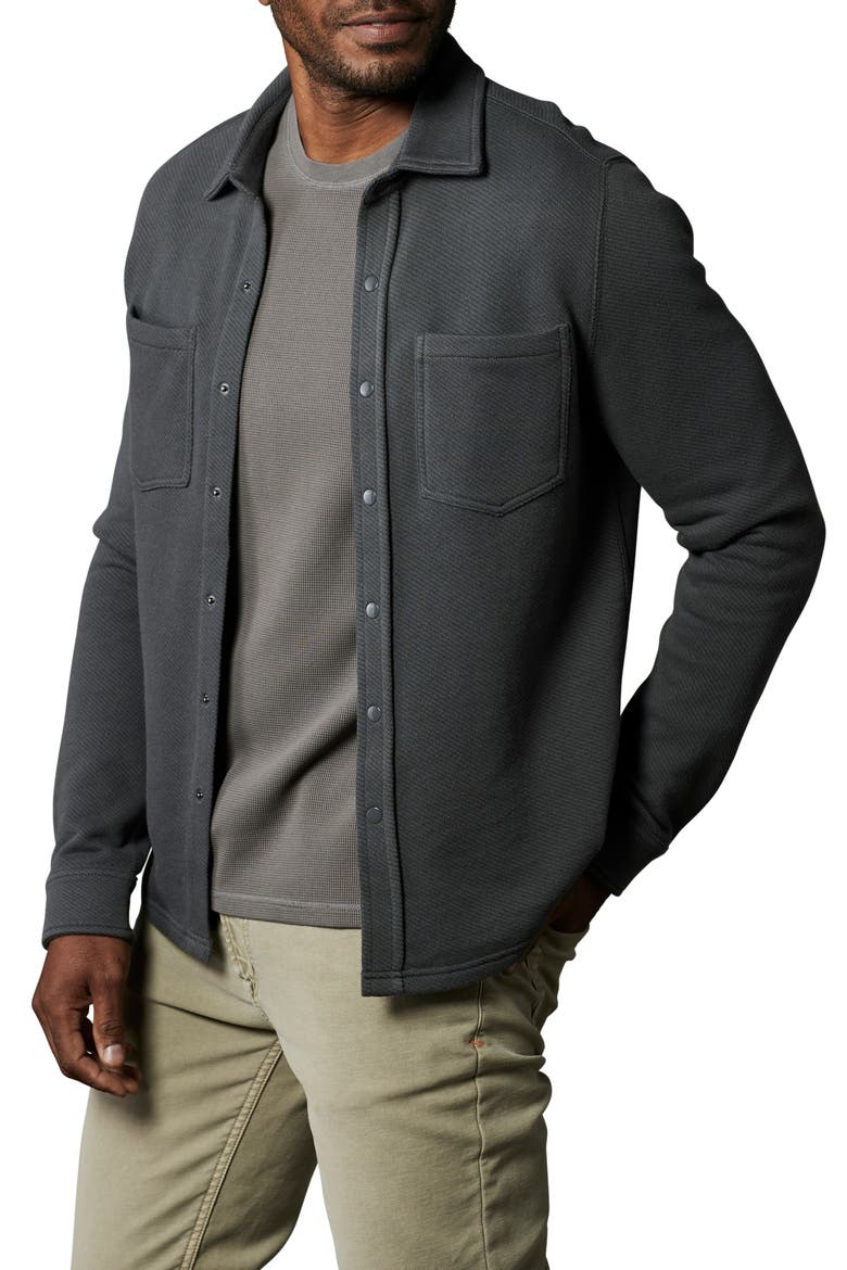 Looped Terry Button-Up Shirt, Alternate, color, SHADOW