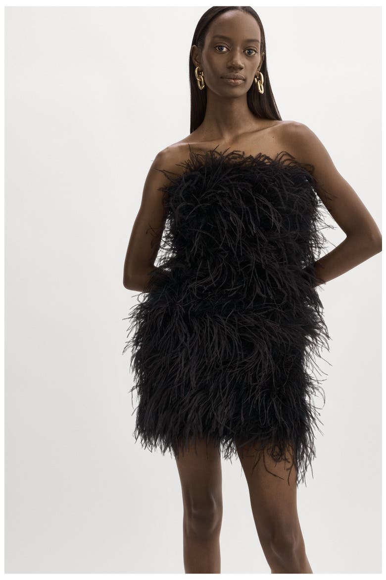 Triana | Feather Dress, Main, color, Black