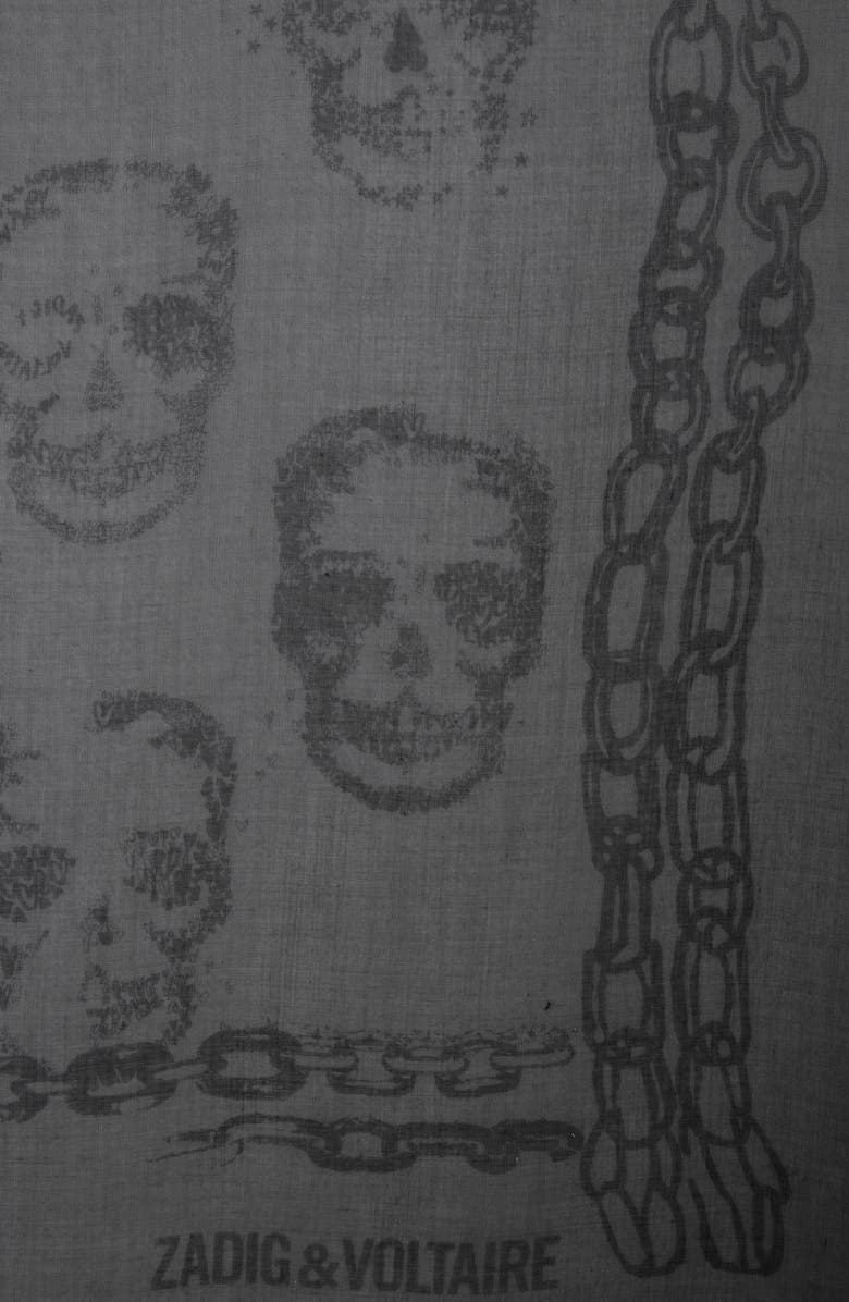 Zadig & Voltaire Kerry Skull Scarf, Alternate, color, 