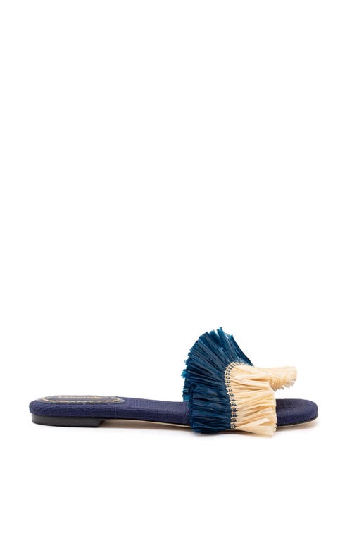 Larroude Ivy Fringe Flat In Navy Fringe