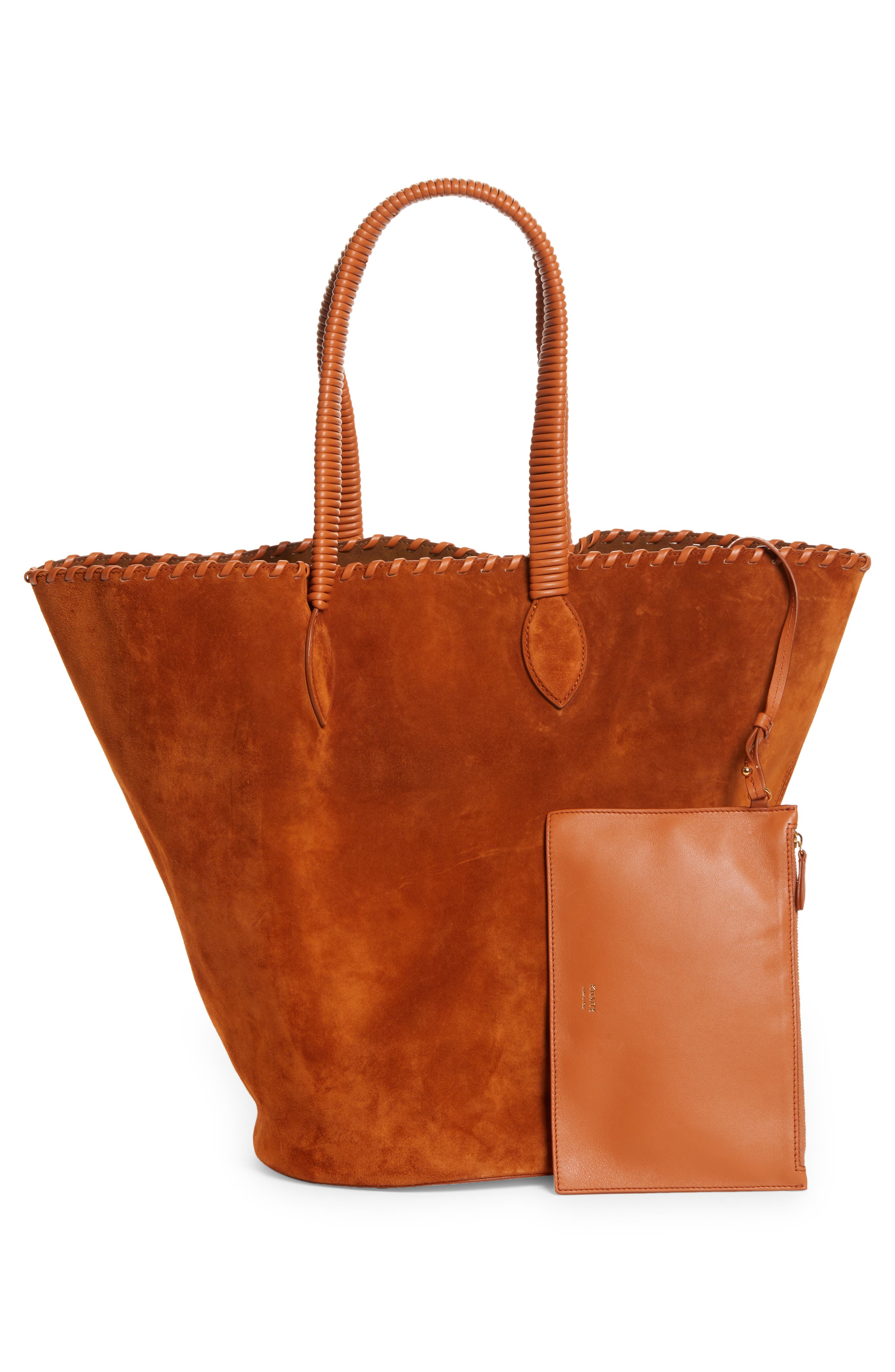Khaite The Osa Whipstitch Suede Tote, Alternate, color, 