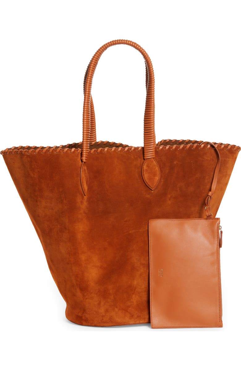 Khaite The Osa Whipstitch Suede Tote, Alternate, color,