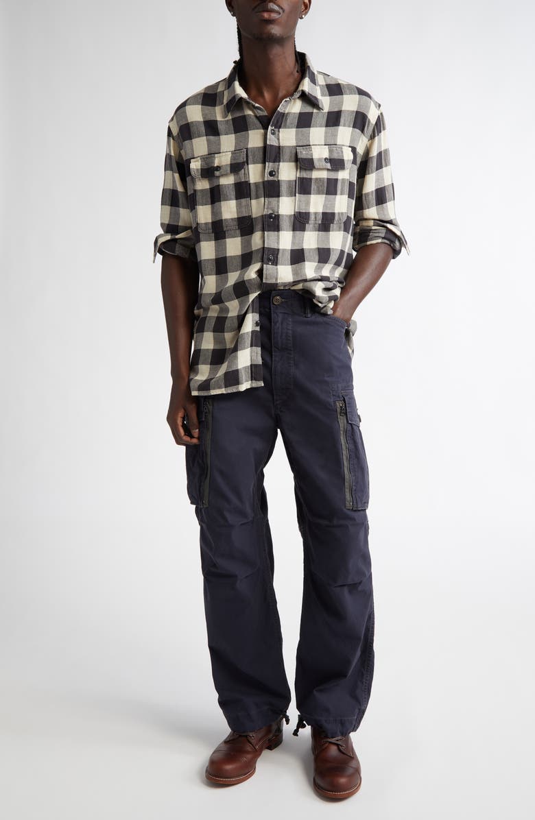 Double RL Check Cotton & Linen Flannel Button-Up Shirt, Alternate, color,