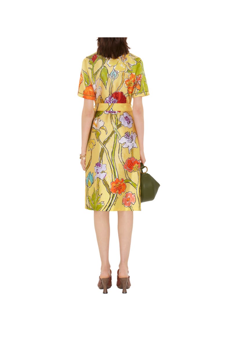 Burberry Highgrove Cascading Flowers Silk Shirt Dress, Alternate, color, Buttermilk