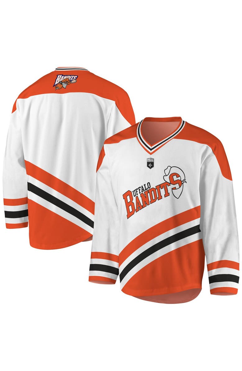 ADPRO Sports Men's White/Orange Buffalo Bandits Replica Jersey, Main, color, 