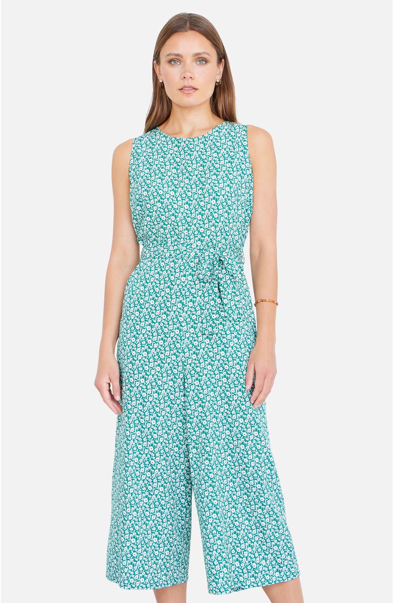 Yumi Ditsy Culotte Jumpsuit, Main, color, Green