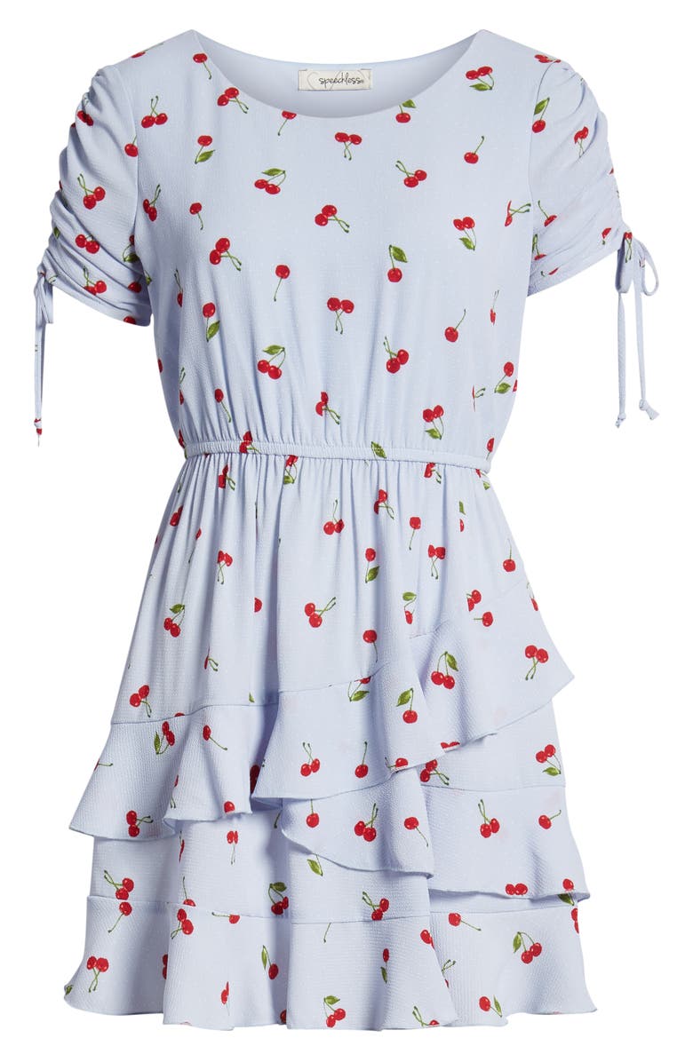 Speechless Cherry Tie Sleeve Minidress, Alternate, color,