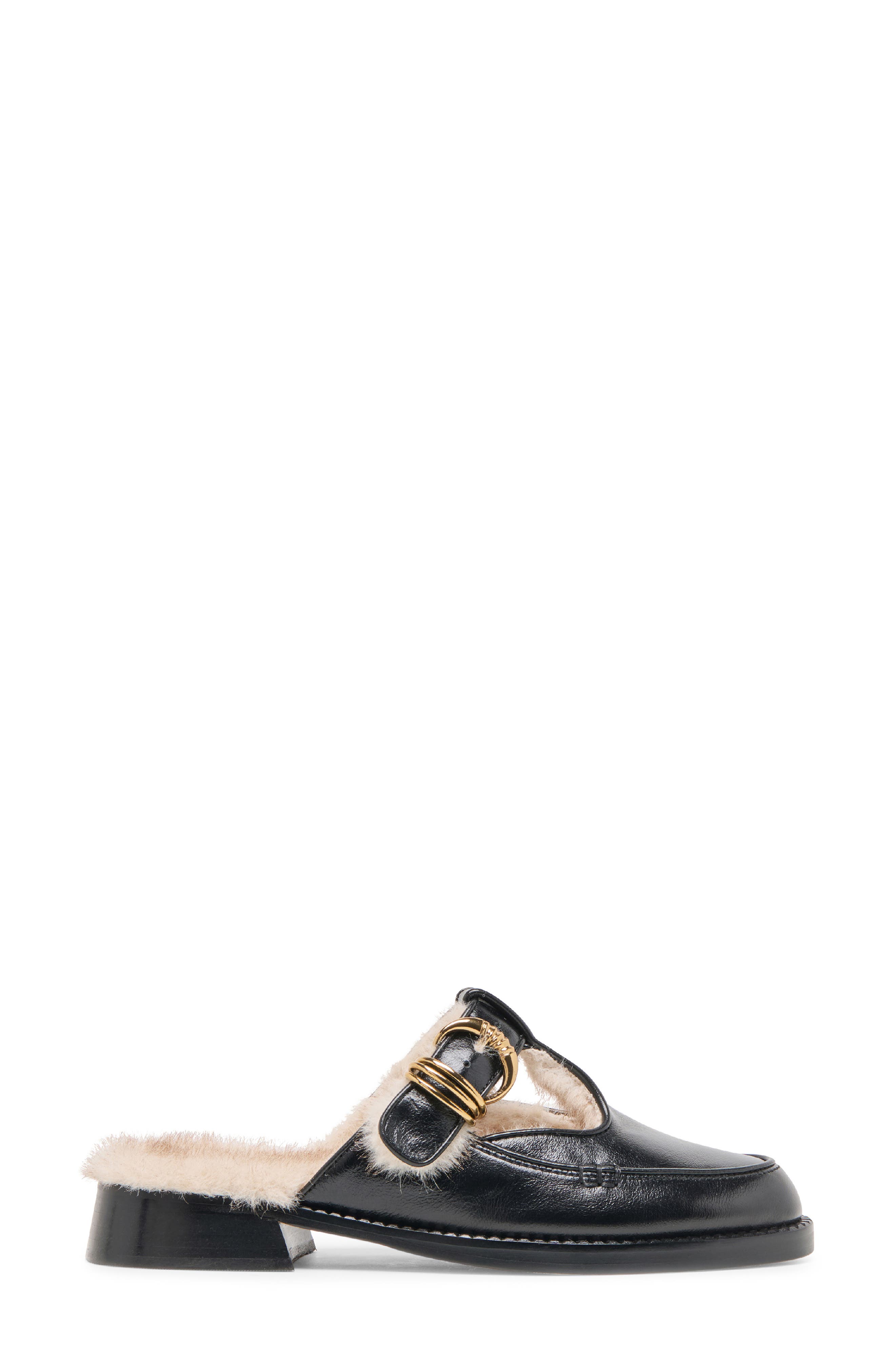 Dolce Vita Harlah Faux Fur Mule, Alternate, color, Black Leather