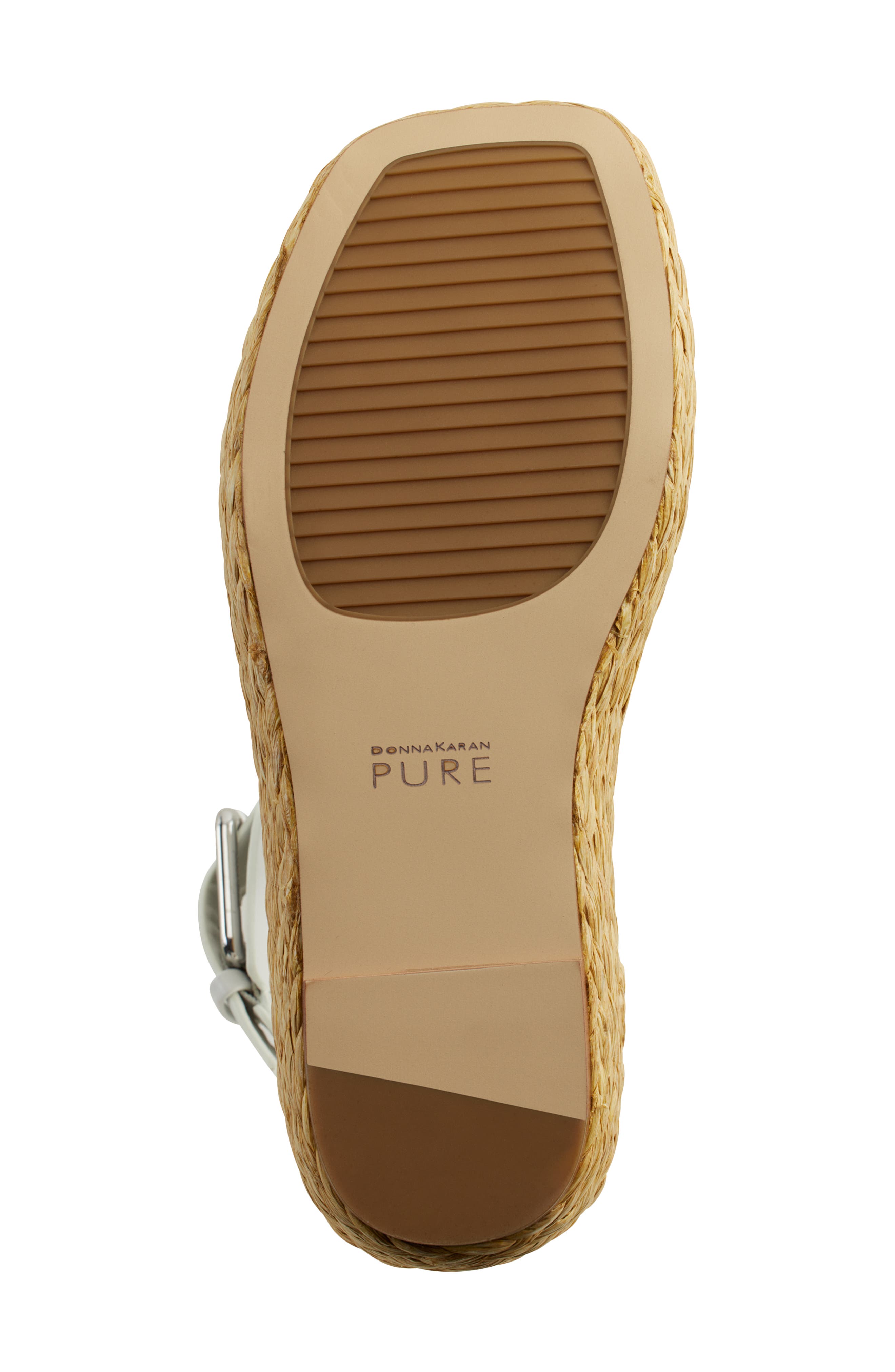 PURE Donna Karan Lolah Ankle Strap Raffia Platform Sandal, Alternate, color, Optic Whit