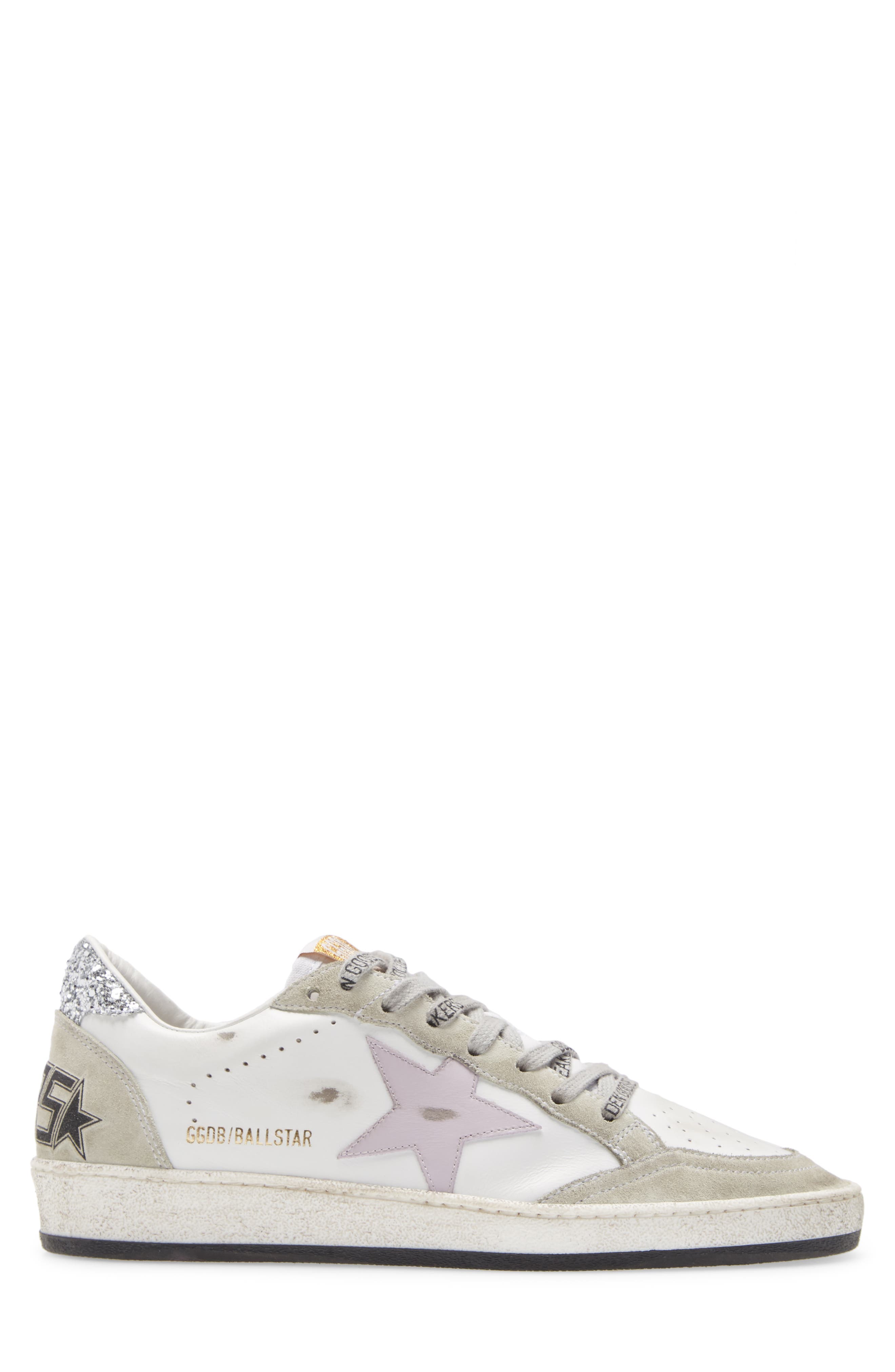 Ball Star Low Top Sneaker, Alternate, color, WHITE/ LILAC/ GREEN/ SILVER