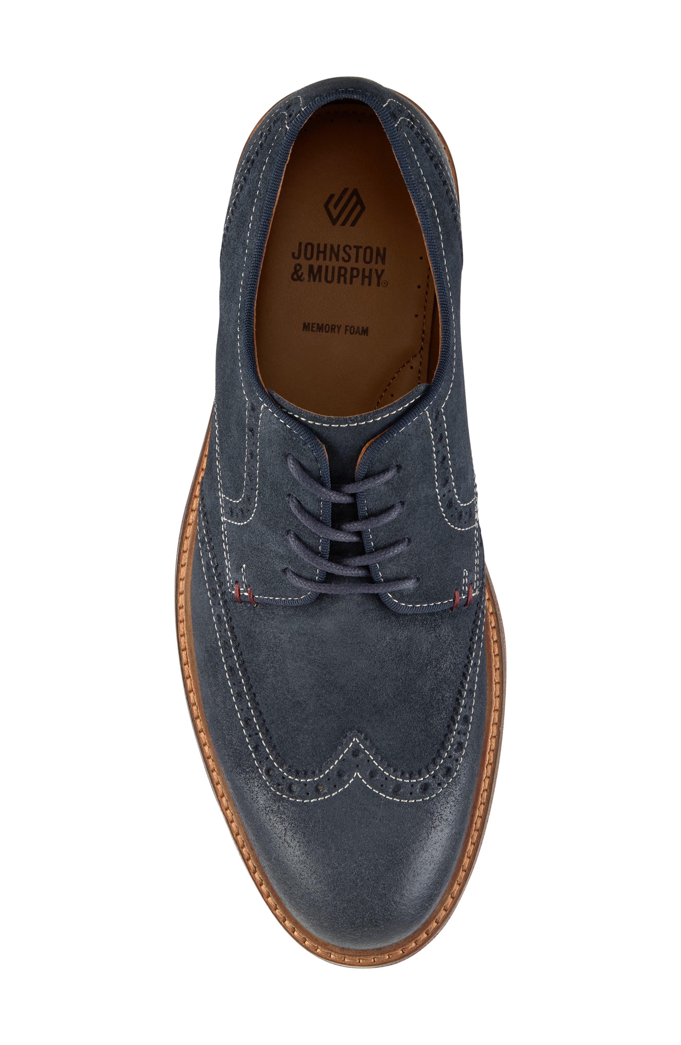 Calder Wingtip Derby, Alternate, color, NAVY WAXED SUEDE