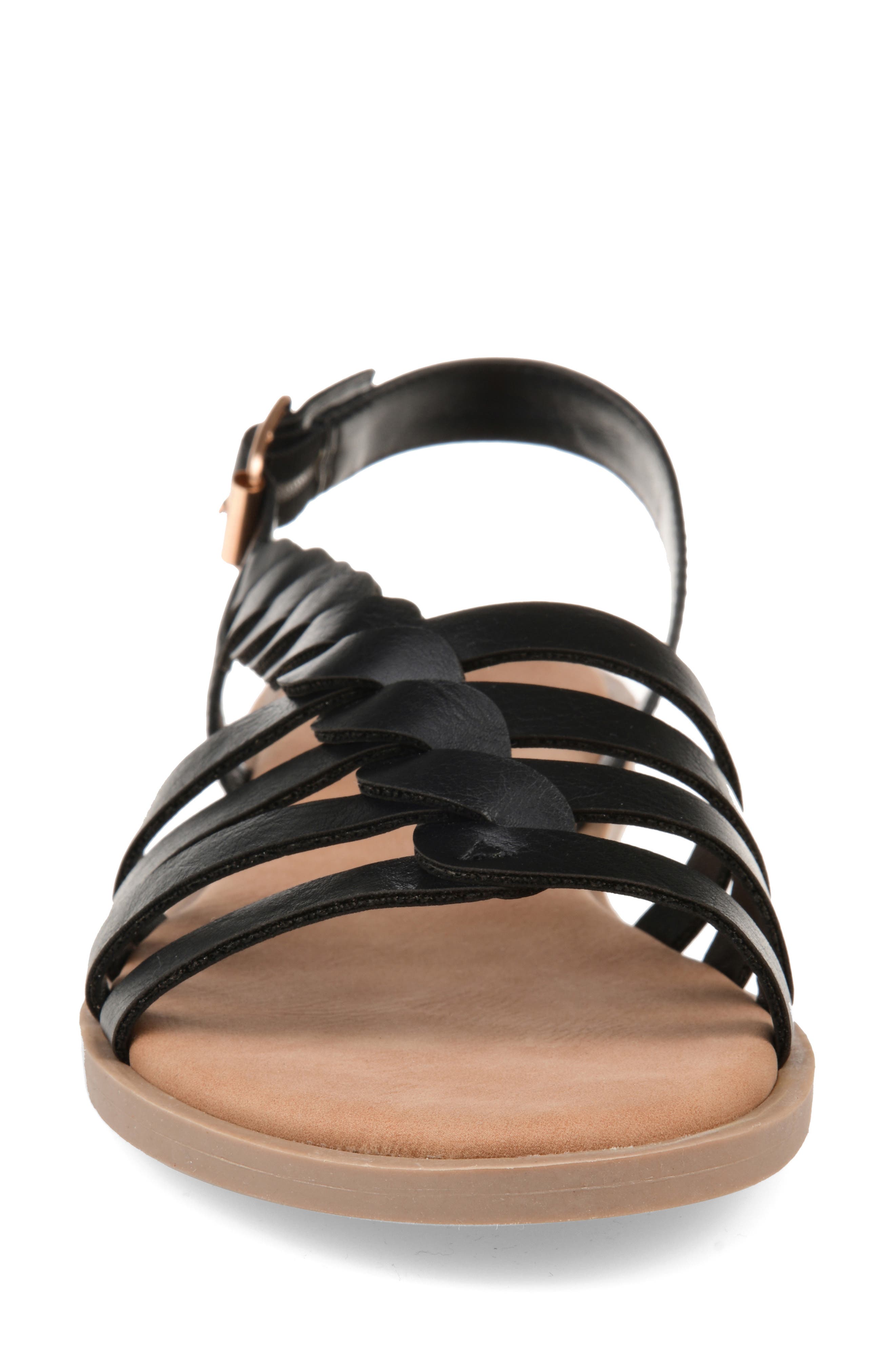 Journee Collection Solay Braided Strappy Sandal, Alternate, color, Black