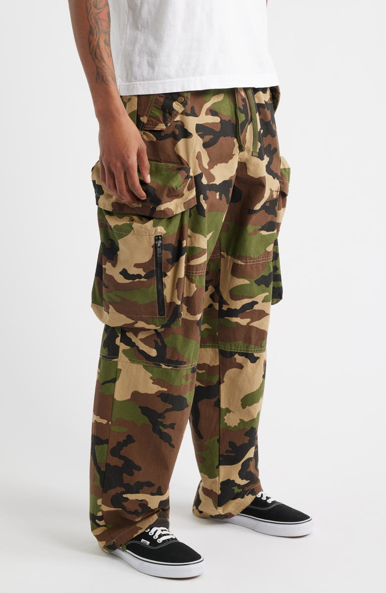 Billionaire Boys Club BB Star Loose Fit Camo Cotton Ripstop Cargo Pants, Alternate, color, Kelp