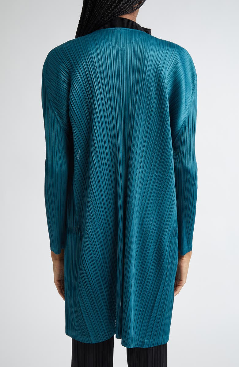 Pleats Please Issey Miyake Monthly Colors January Pleated Cardigan, Alternate, color, Blue Green