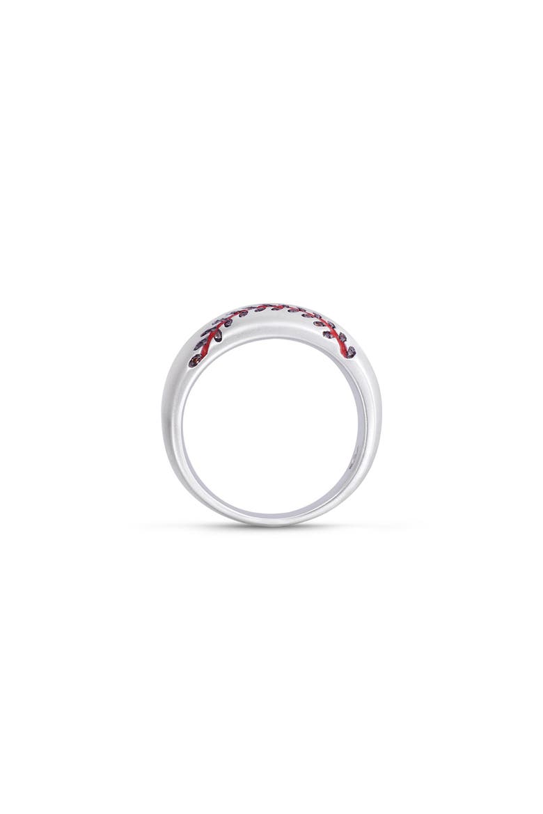 Home Run Baseball Sterling Silver Diamond Band Men Ring, Alternate, color, Silver