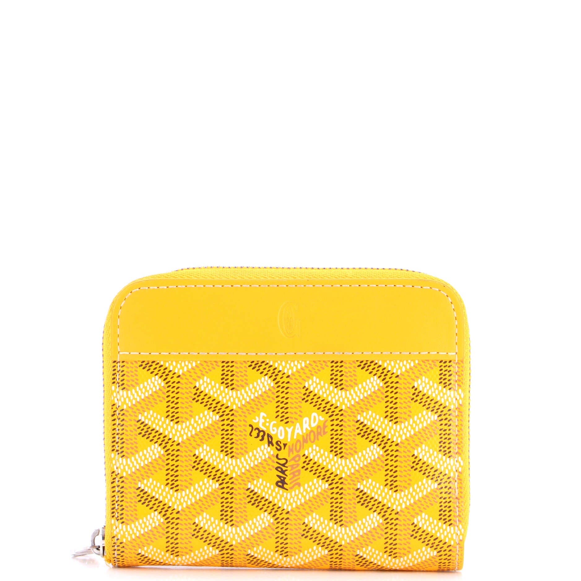 Pre-Owned Goyard Zip Wallet Coated Canvas Compact, Main, color, Yellow