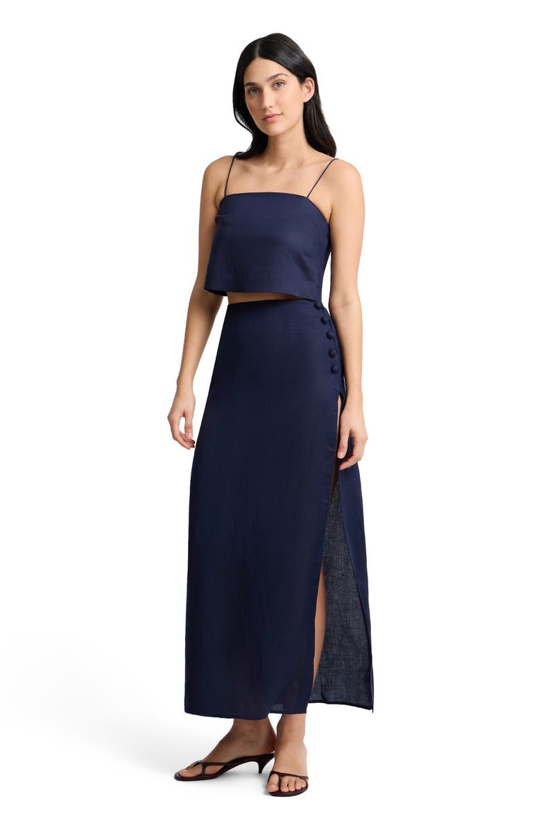 Onia High Slit Maxi Skirt, Main, color, Noir Navy