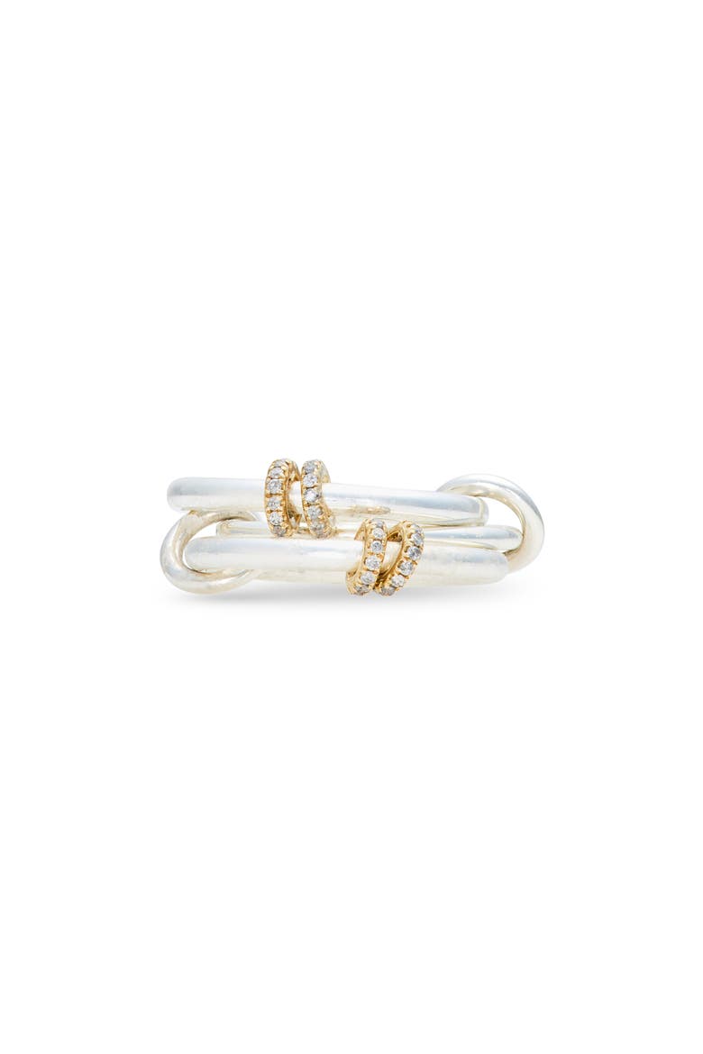 Jovie Sterling Silver, 18K Gold & Diamond Linked Ring (Nordstrom Exclusive), Alternate, color, SILVER