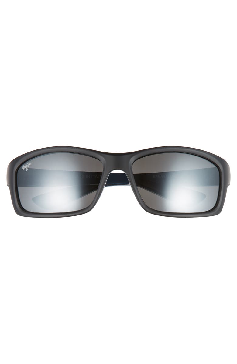 Maui Jim Kanaio Coast 61mm PolarizedPlus2<sup>®</sup> Rectangular Sunglasses, Alternate, color, Matte Black/White/Blue
