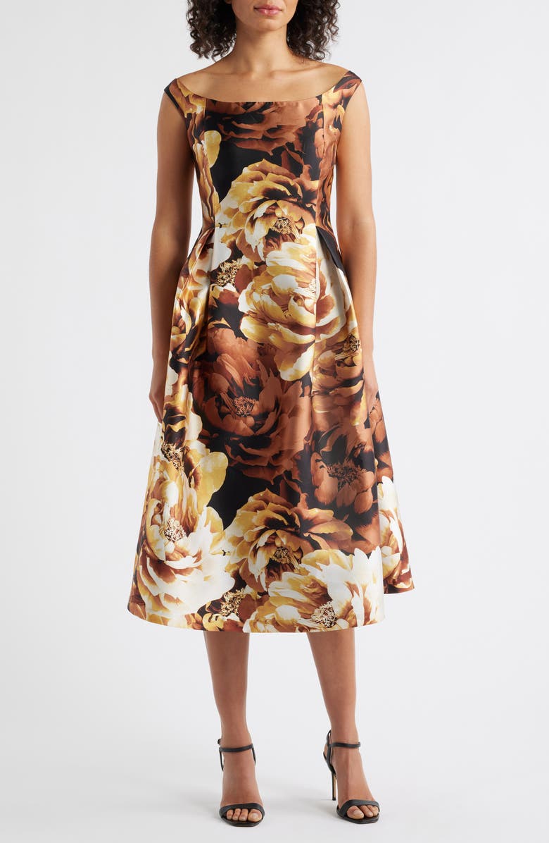 Julia Jordan Floral Off-the-Shoulder Cocktail Dress, Main, color, Gold