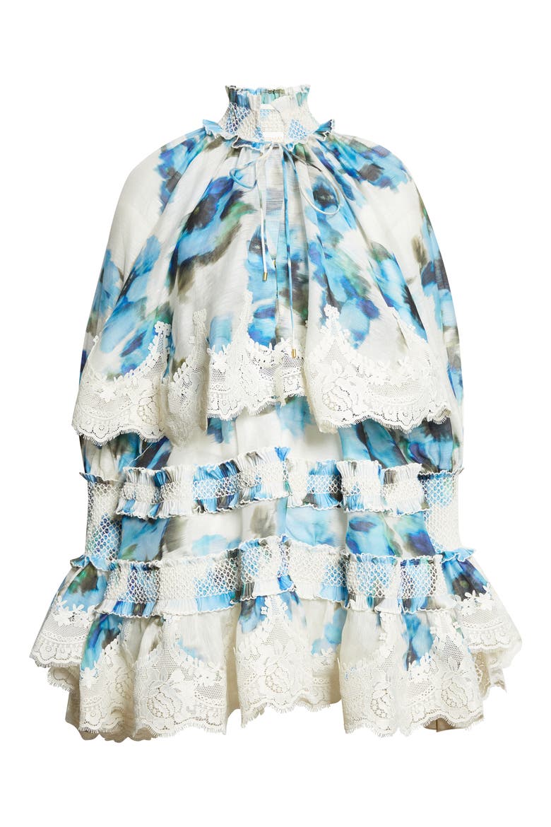Alchemy Shirred Minidress, Alternate, color, BLUE POPPY