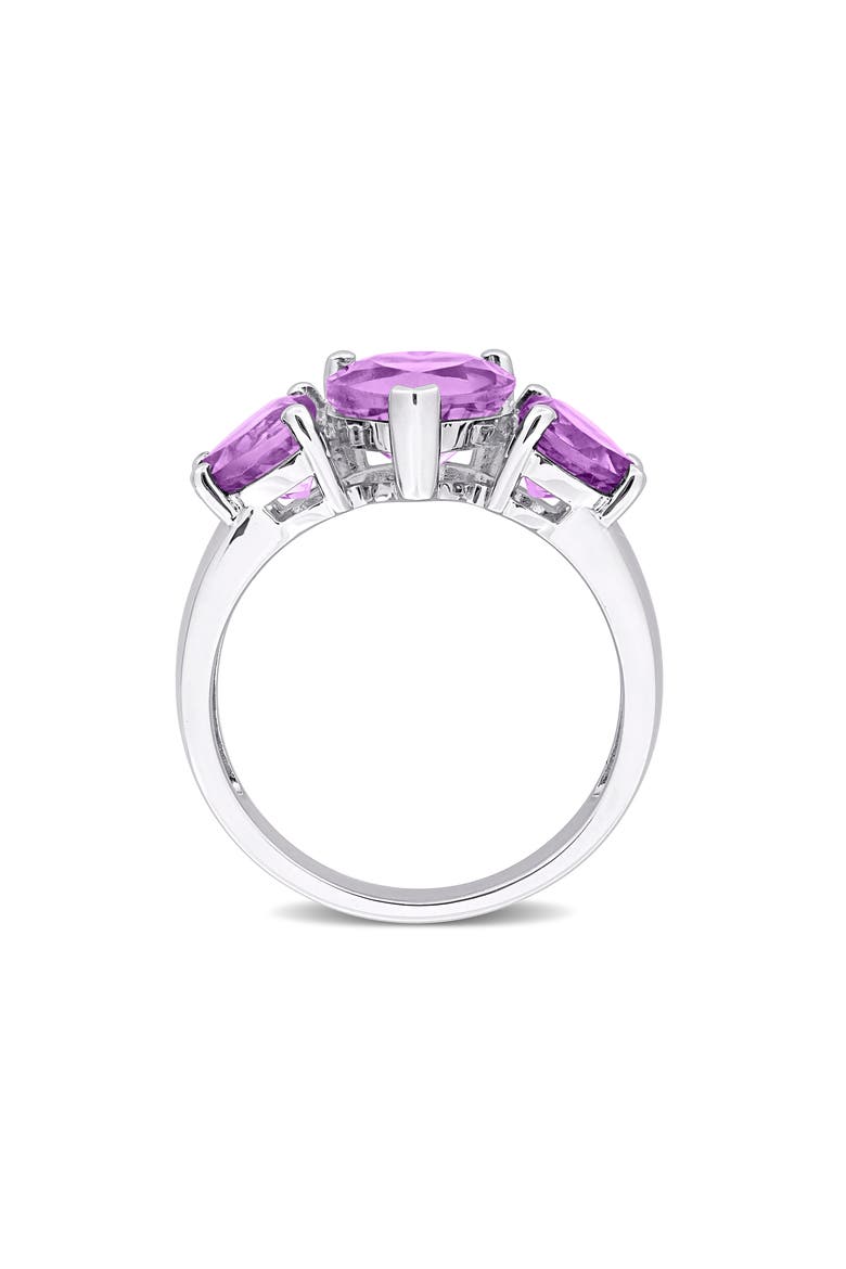 Sterling Silver Heart-Shape Amethyst 3-Stone Ring, Alternate, color, PURPLE