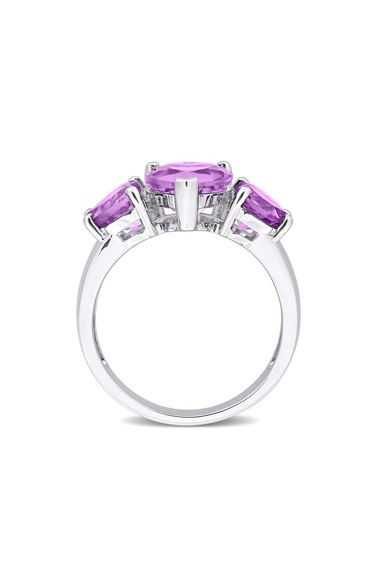 DELMAR Sterling Silver Heart-Shape Amethyst 3-Stone Ring, Alternate, color, Purple