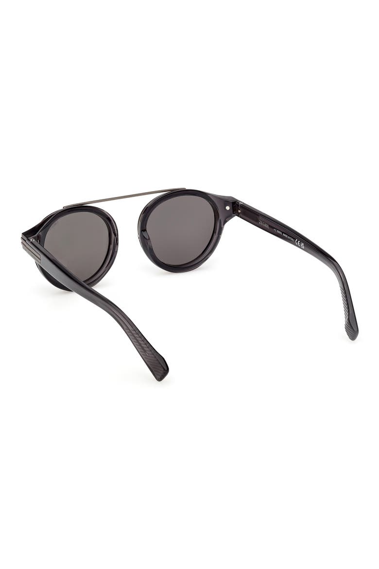 48mm Small Geometric Sunglasses, Alternate, color, TRANSPARENT GREY / RUTHENIUM