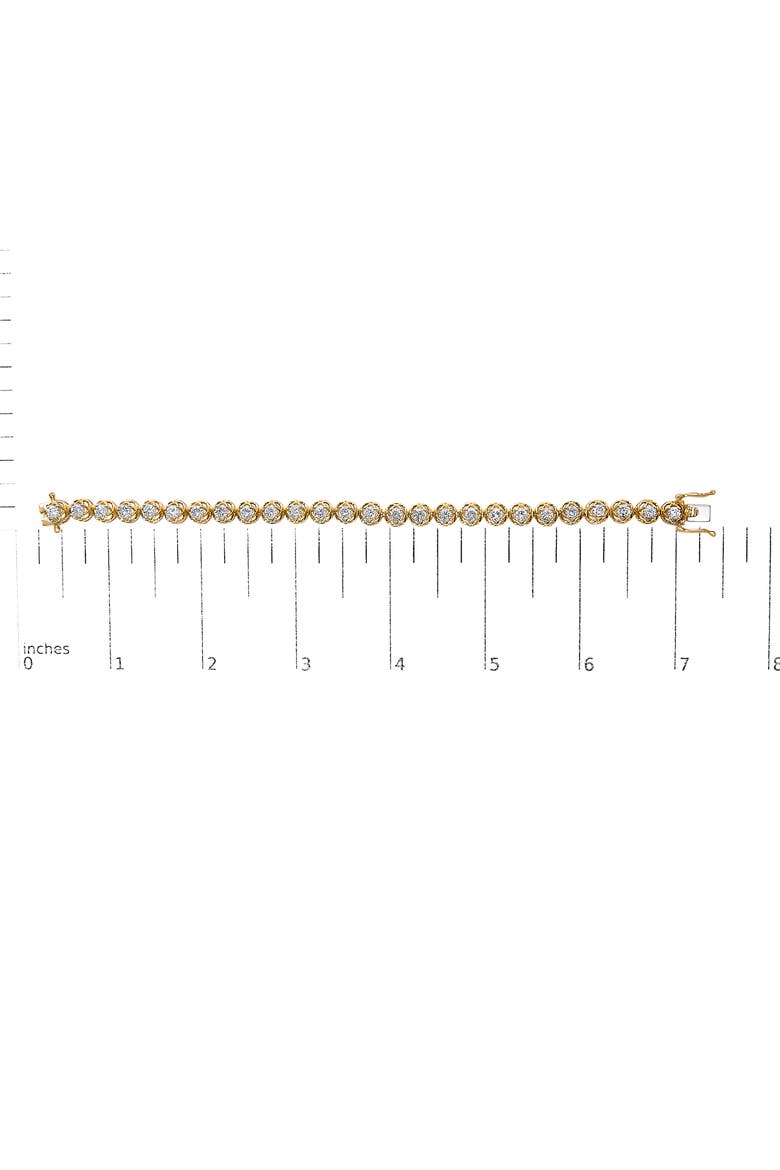 14K Yellow Gold Plated Silver 3 9/10 Cttw Diamond Buttercup Style Tennis Bracelet, Alternate, color, Yellow