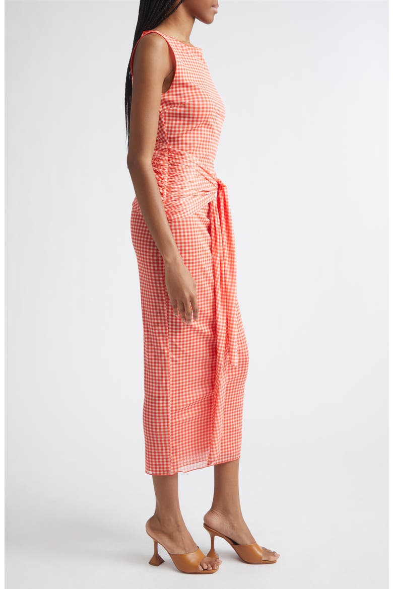 Wylie Tie Front Gingham Midi Dress, Alternate, color, GINGHAM