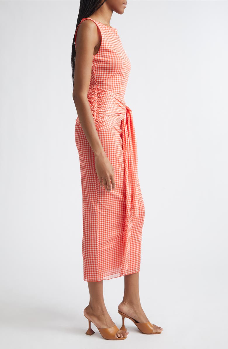 Toccin Wylie Tie Front Gingham Midi Dress, Alternate, color,