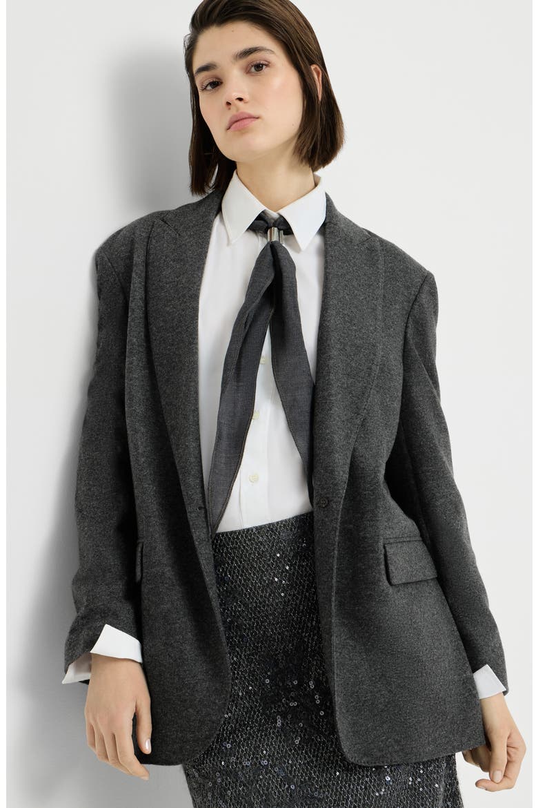 Cashmere jersey blazer with monili, Alternate, color, Anthracite