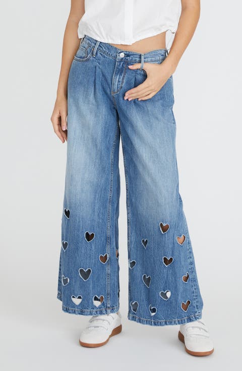 Eloise x Cupid Cutout Heart Wide Leg Jeans