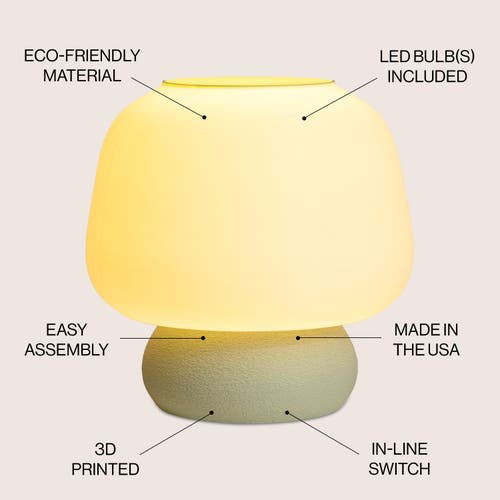 Jonathan Y Portobello Modern Classic Plant-based Led 3d Printed Mushroom Table Lamp, Dimmable In Pastel Mint