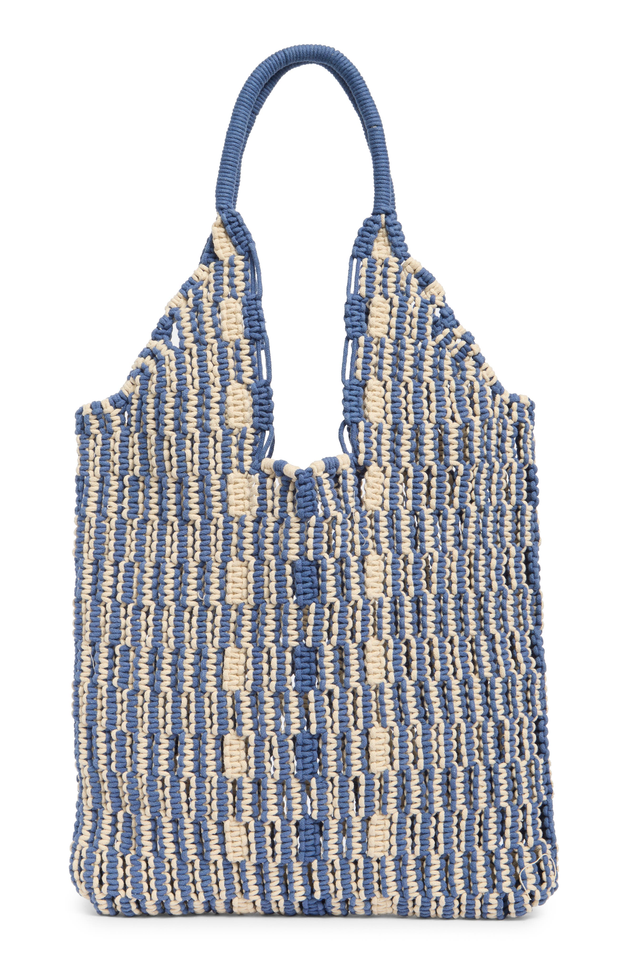 Collection XIIX Macrame Stripe Tote Bag, Main, color, Blue Multi