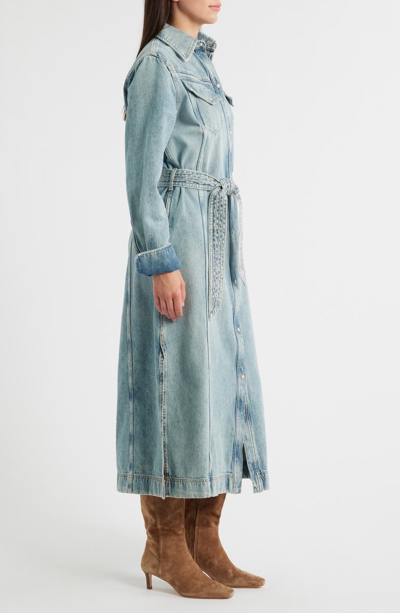 BOSS Orange Long Sleeve Belted Denim Shirtdress, Alternate, color, Dk Bu