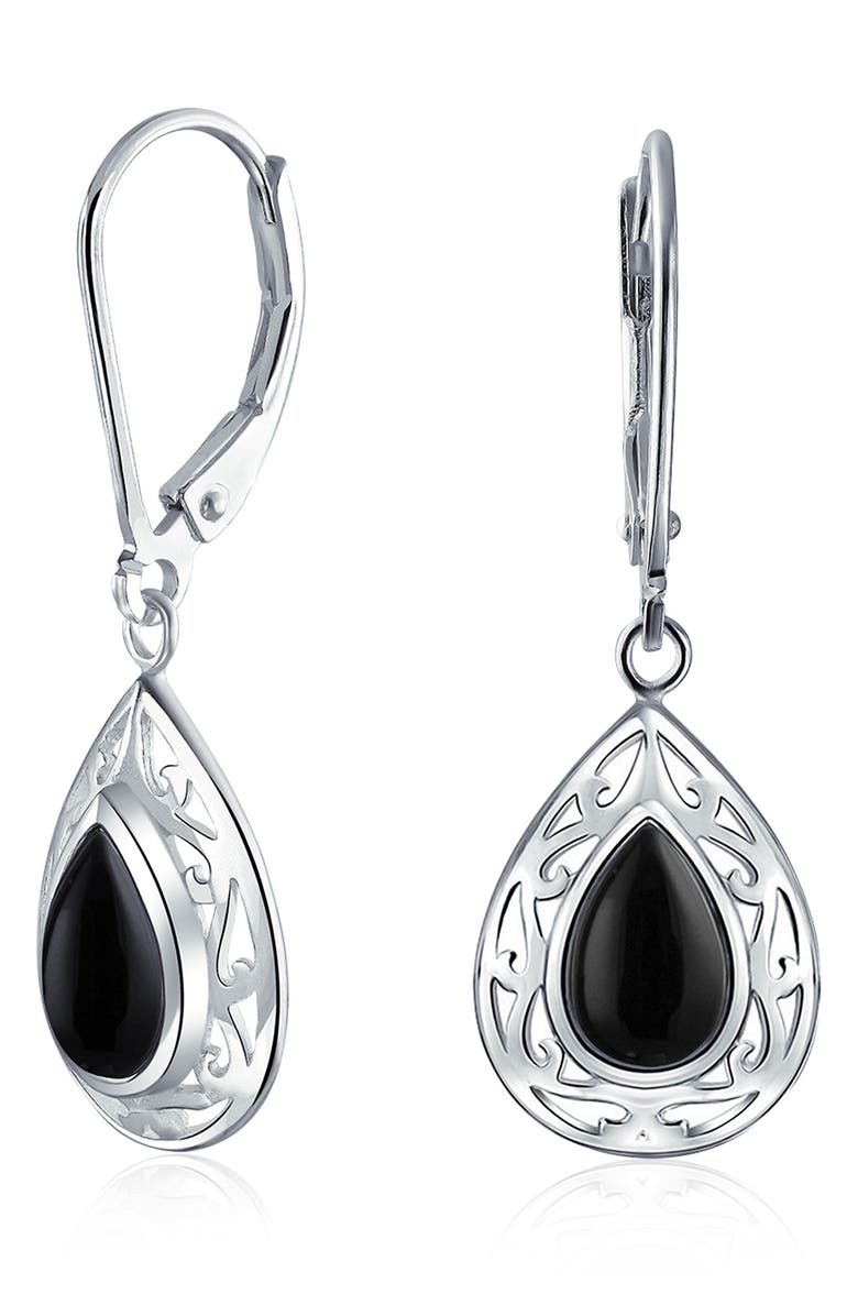 BLING JEWELRY Sterling Silver Lapis Lazuli Teardrop Earrings, Main, color, 