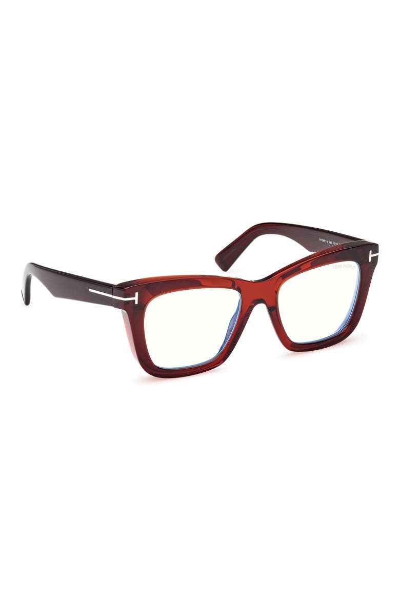 52mm Square Blue Light Blocking Glasses, Alternate, color, SHINY LIGHT BROWN