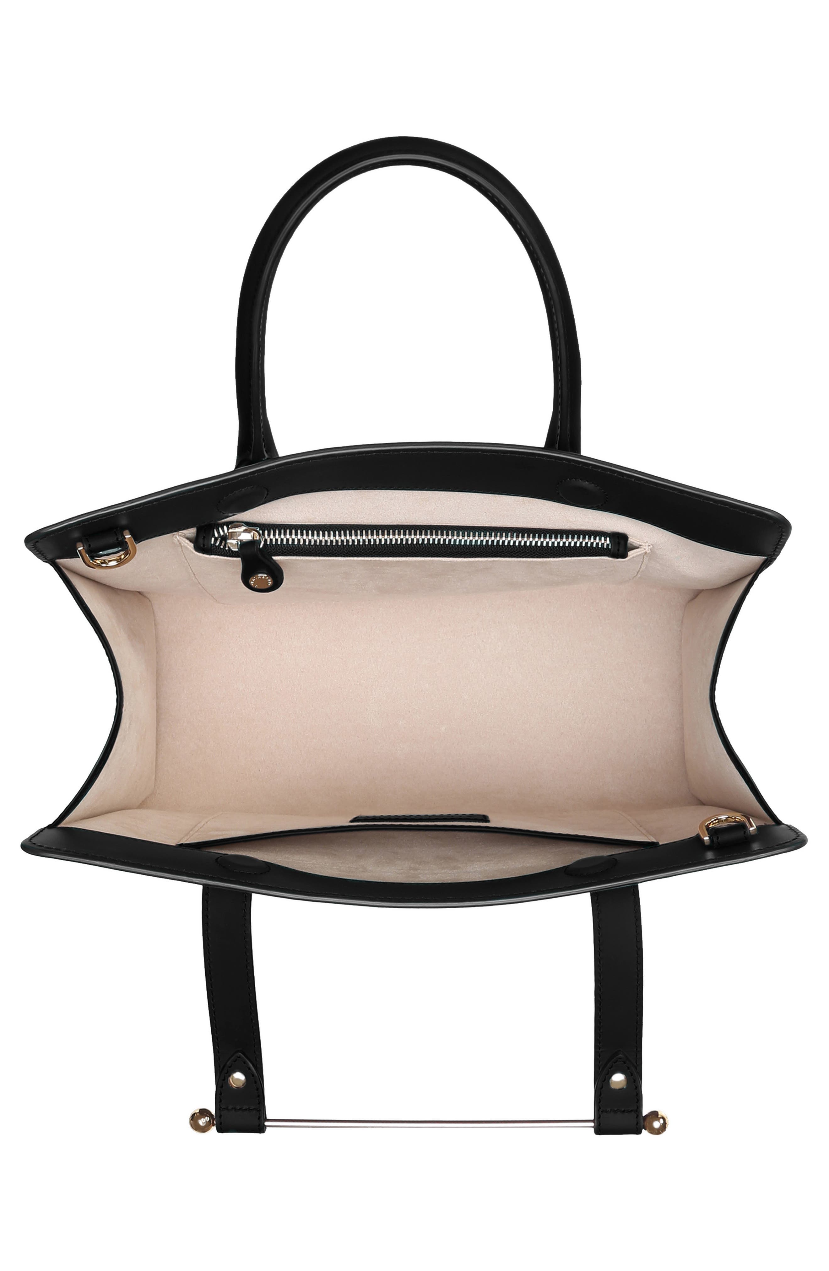 Strathberry Midi Leather Tote, Alternate, color, Black