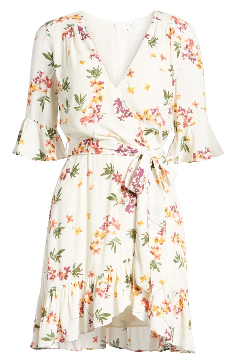 Lost + Wander Regina Floral Wrap Minidress, Alternate, color,