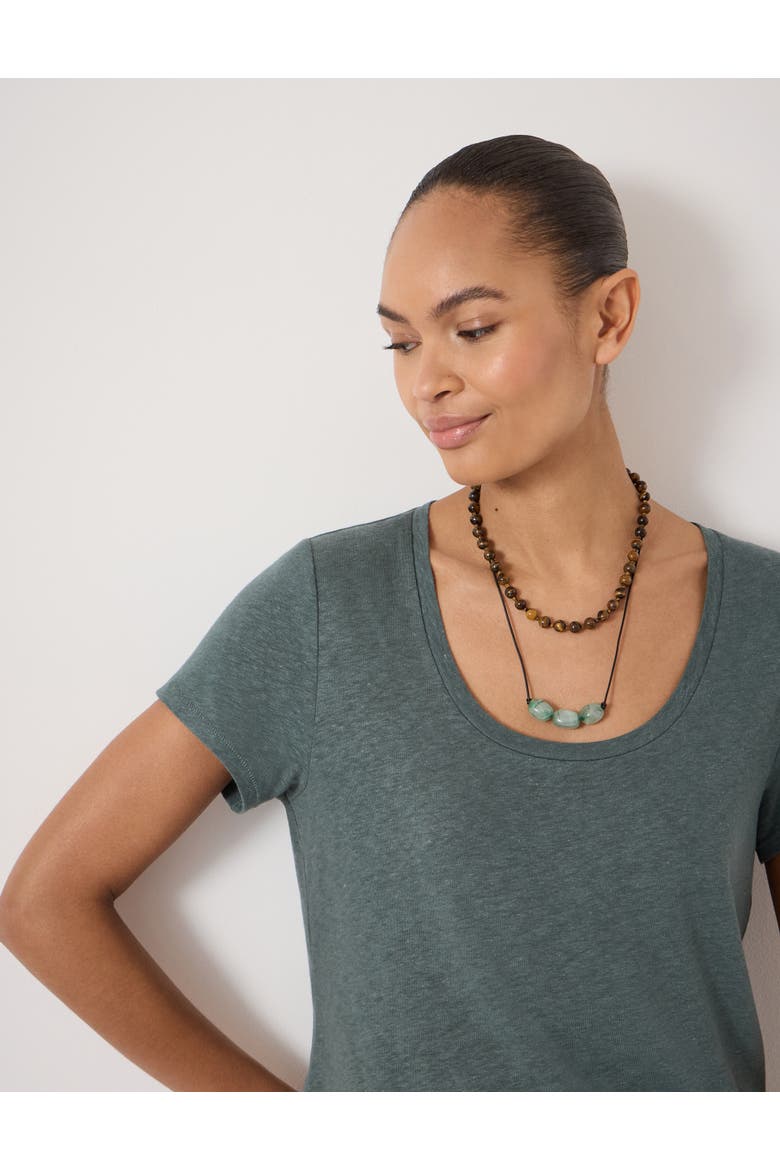 Briar Linen Blend Scoop Neck T-Shirt, Alternate, color, Sage Green