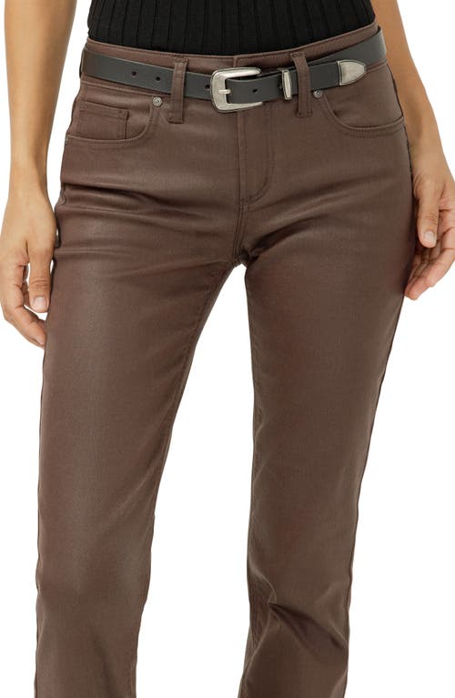 Silver Jeans Co. Suki Coated Curvy Mid Rise Slim Bootcut Jeans In Brown