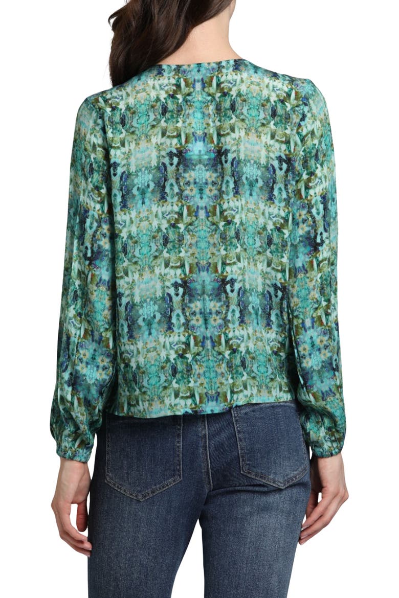Print Tie Front Top, Alternate, color, GREEN MULTI